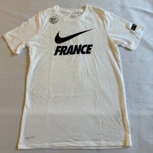 Nike France National Football Team FFF Rooster Logo TShirt Women's L White NWOT